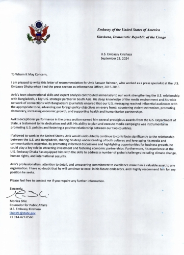 Letter of recommandation Monica