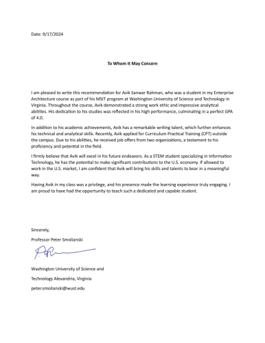 Recommendation Prof EAIT